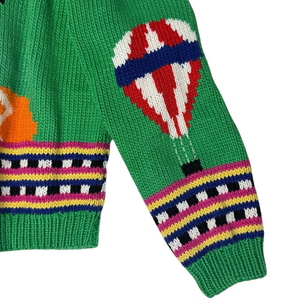 Vintage 80s VAN CLEEF Designs Hand Knit Hot Air Balloon Sweater Size Medium - Picture 8 of 9